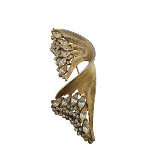 Vintage Signed JJ - Jonette Rhinestone Brushed Gold Brooch (A3304)